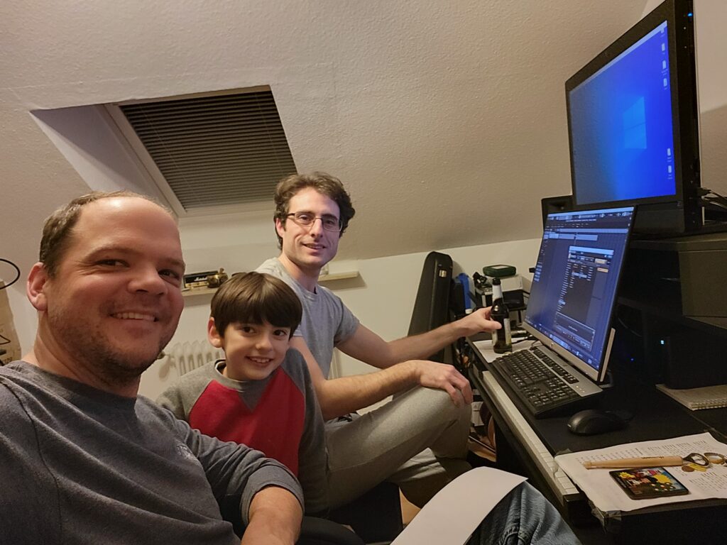 Lucas, David, and Chris
Editing "By His Name" onsite in Germany