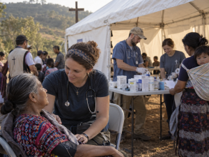 Christian serving at a medical tent