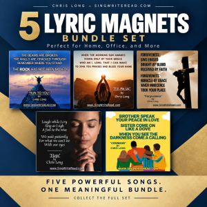 Complete set of five Christian lyric magnets by Chris Long