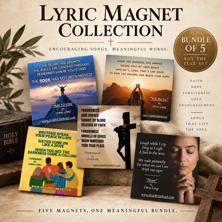 Christian lyric magnet gift set featuring five designs by Chris Long
